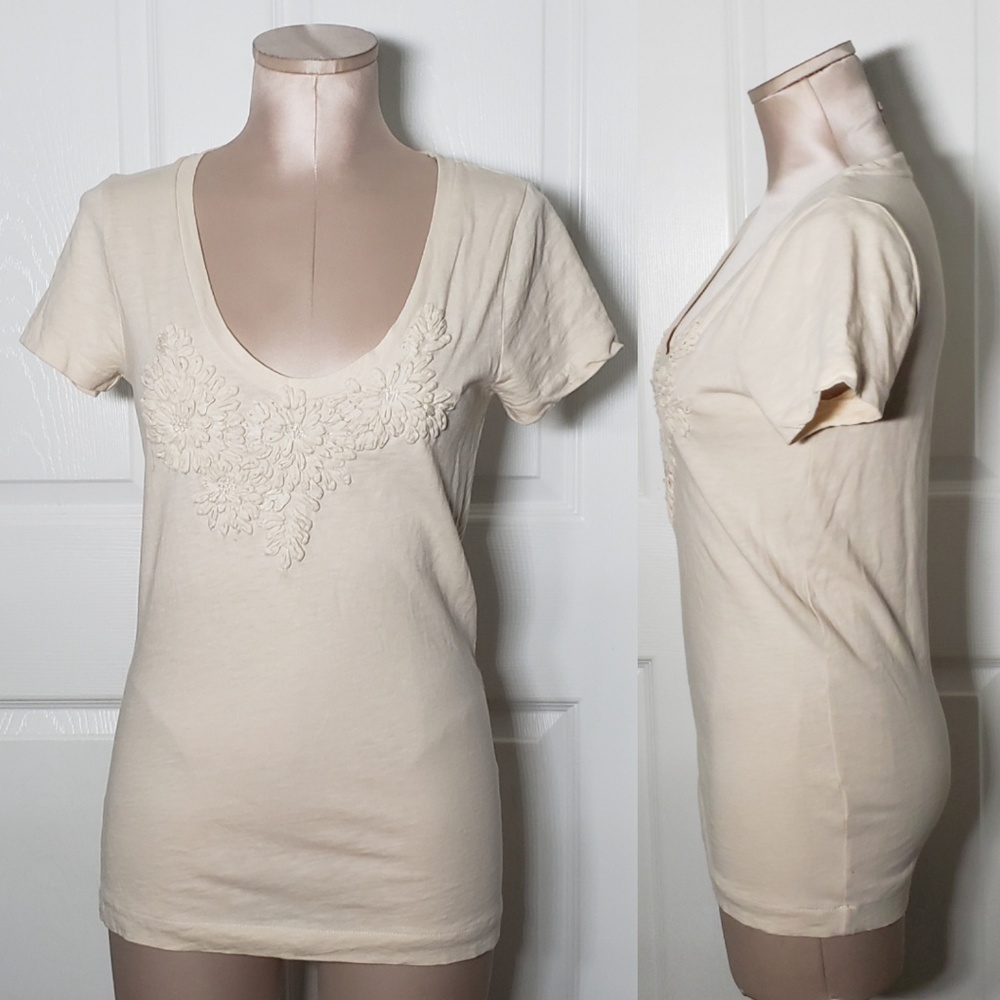 J. Crew 3D Floral Print Jeweled Women's Top